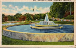 Texas Waco Rose Garden and Fountains In Cameron Park 1949 Curteich