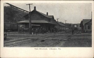 Chester Vermont VT Railroad Train Station Depot c1910 Vintage Postcard