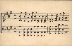 Hand Drawn Handmade Sheet Music Postcard Stock Paper Blank Backside c1910ish