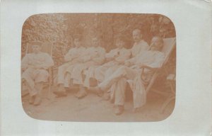 RPPC GERMANY WWI SOLDIER'S AT LEISURE MILITARY REAL PHOTO POSTCARD (c. 1915) 243