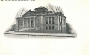 Public Library Greetings From Fort Dodge Iowa IA Antique Postcard 1900's