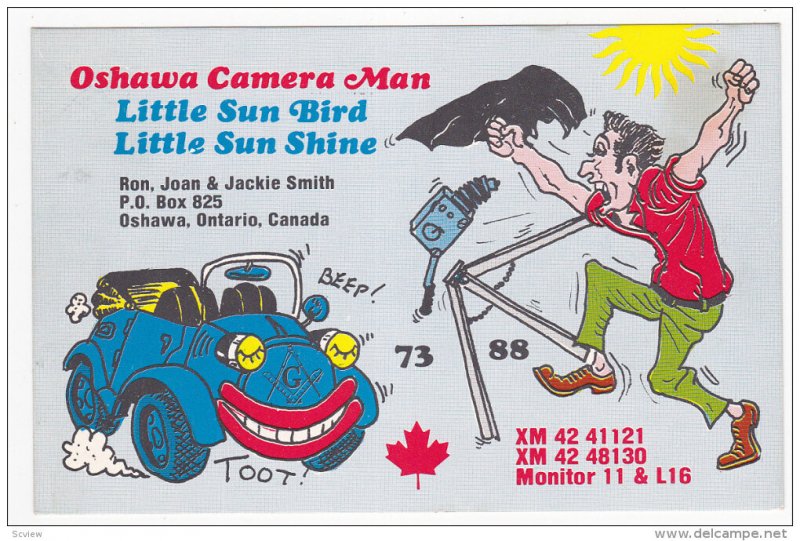 QSL Radio Postcard , OSHAWA , Ontario , Canada , 50-60s : CAMERA MAN