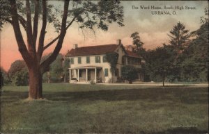 Urbana OH Ward Home South High St Albertype Hand Colored Vintage Postcard