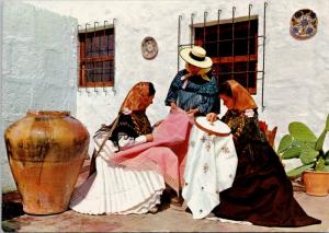 Ibiza Baleares Spain Women Embroidering c1967 Postcard D59