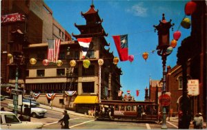San Francisco Chinatown Trolley Vintage Postcard Grant Avenue Vtg Postcard UNP 