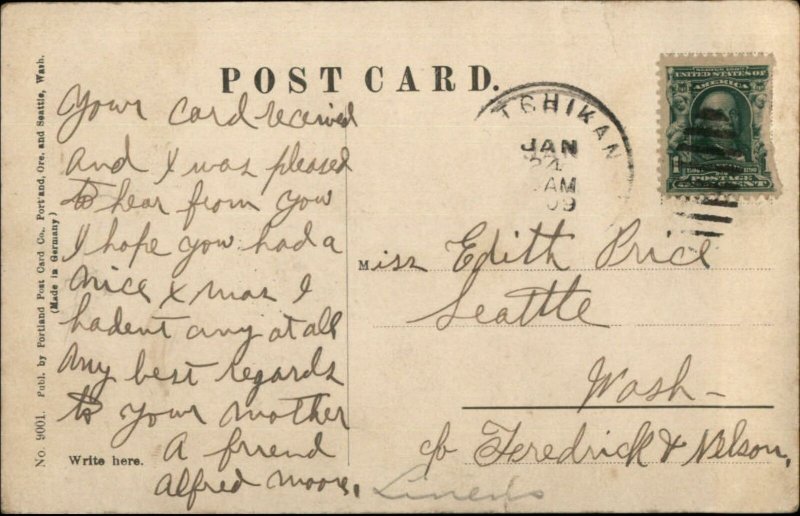 Bonanza Park Mineral Springs Yukon AK Ketchikan Cancel 1909 Postcard