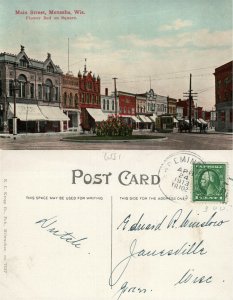 MENASHA WIS. MAIN STREET 1913 ANTIQUE POSTCARD
