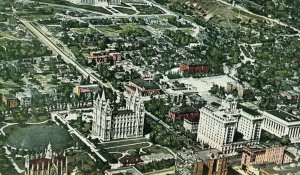 Postcard Aerial View of Business Section in Salt Lake City, UT.         P1