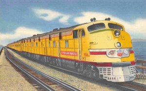 Union Pacific City Francisco Streamliner Railroad Train Salt Lake linen postcard