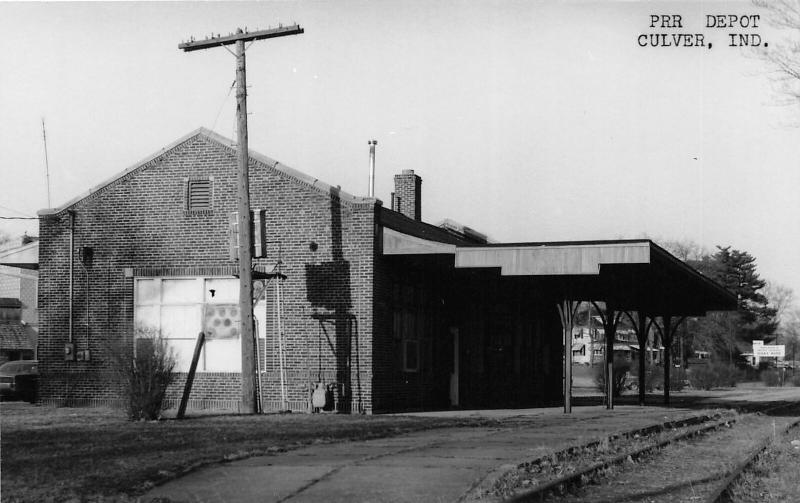 F10/ Culver Indiana RPPC Postcard c1950s Pennsylvania Railroad Depot