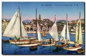 Old Postcard Menton Harbor and Old Town Charter