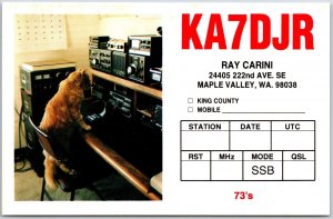 QSL Radio Card Maple Valley Washington KA7DJR Amateur Radio Station Postcard