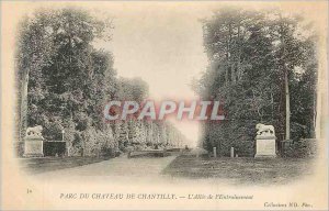 Postcard Old Park Chateau de Chantilly Allee of Lion Training (map 1900)