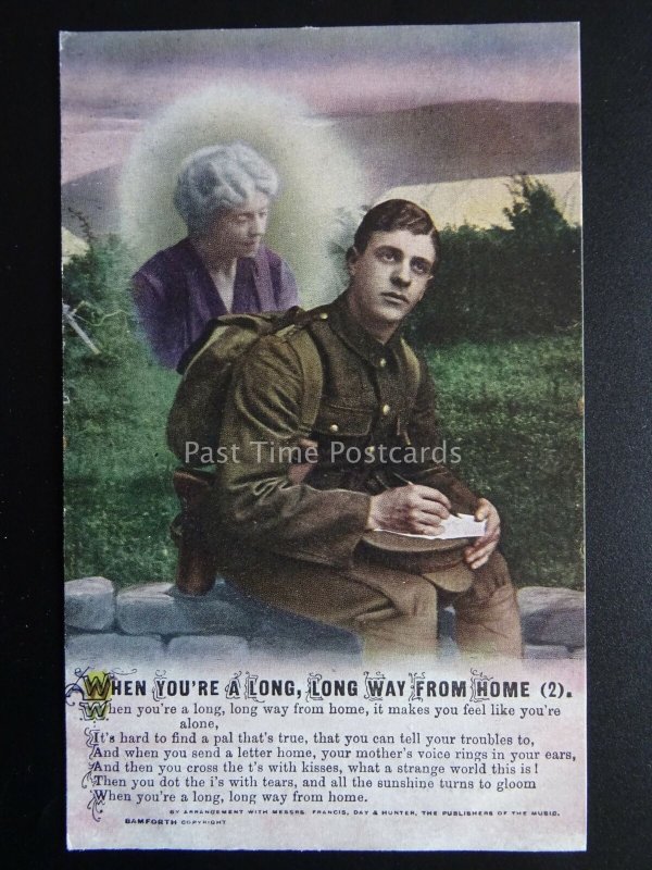 WHEN YOU'RE A LONG LONG WAY FROM HOME - WW1 Bamforth Song Cards set of 3 No.4950 