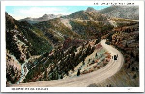 Colorado Springs Colorado CO, Corley Mountain Highway, Railroad, Hills, Postcard