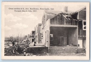 New Castle Indiana Postcard Tornado Cross Section A. Avenue Residence 1917