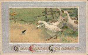 Easter Ducks Chicks Embossed Winsch c1911 Postcard