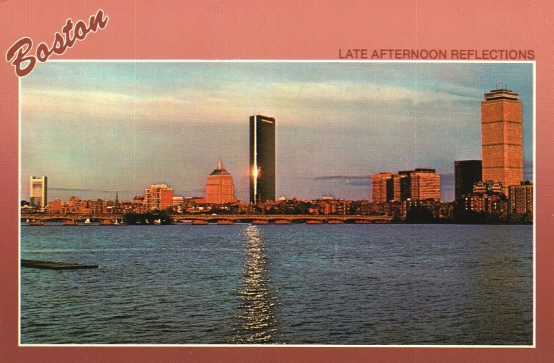 Postcard Late Afternoon Reflections Sunset Hancock Tower Boston Massachusetts MA