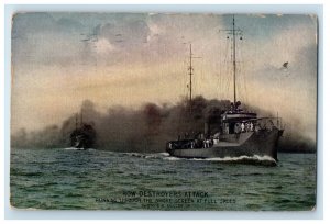 1917 Steamer Ship Attack Smoke Screen Fashion Clothing Advertising Postcard