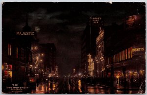 1912 Majestic Hotel Curtis Street By Night Denver Colorado CO Posted Postcard