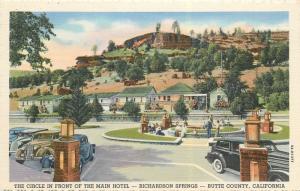 Circle In Front Of The Main Hotel Richardson Springs Butte County Postcard Linen