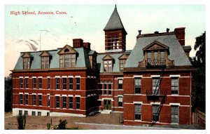 Postcard SCHOOL SCENE Ansonia Connecticut CT AP6915