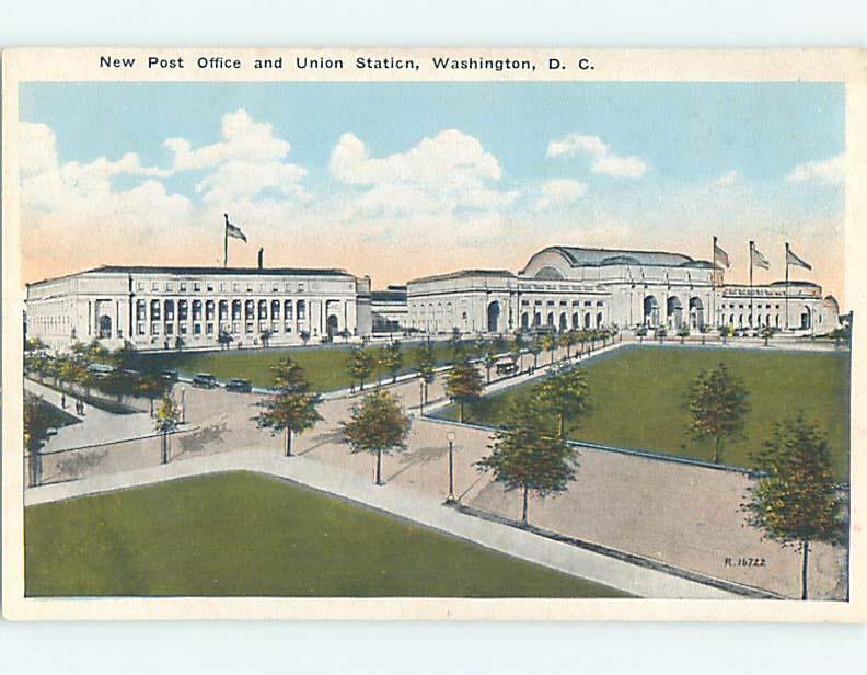 Unused W-Border POST OFFICE AND UNION TRAIN STATION DEPOT Washington DC hs1331