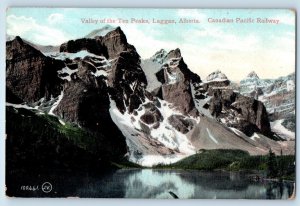 1905 Laggan Alberta AB Canada Postcard Valley Ten Peaks Canadian Pacific Railway
