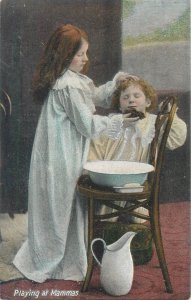 Lot 4 british vintage postcards children playing scenes happy days puppy dog pet