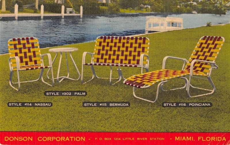 Miami Florida Donson Corp Lawn Furniture Ad Vintage Postcard AA21069