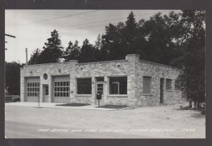 Sister Bay WISCONSIN RPPC c1950 POST OFFICE Fire Station DOOR COUNTY WI KB