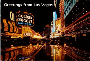 Postcard NV Las Vegas Greetings from Las Vegas Golden Nugget Casino 1980s K56