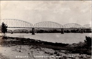 RPPC Bridges in Chamberlain South Dakota Real Photo c1940s Postcard Y7