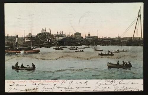 Cramp's Shipyard Philadelphia PA 1906 Souvenir Post Card Co 2366 Glitter 