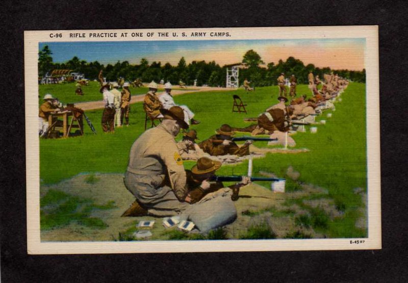 Rifle Practice US Army Camp Military soldiers Postcard