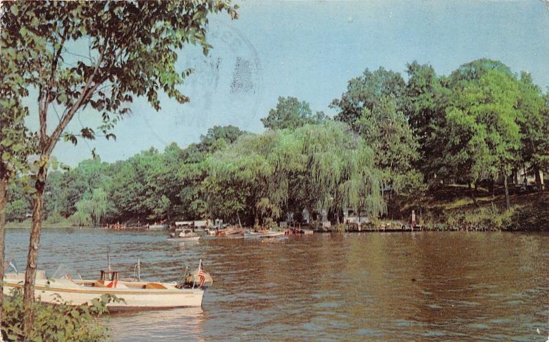 Monticello Indiana~Lake Shafer near Ripley Camp & Jackman Lodge~c1960s Postcard