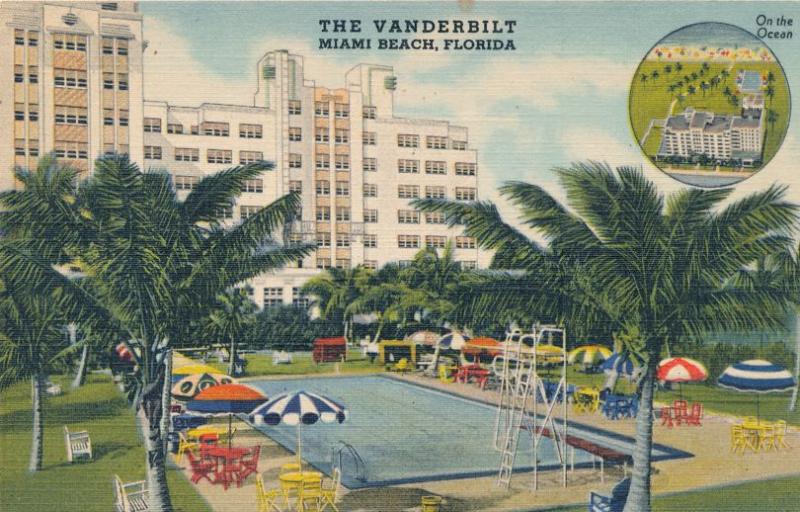 Vanderbilt Hotel Swimming Pool at Miami Beach FL, Florida - Linen
