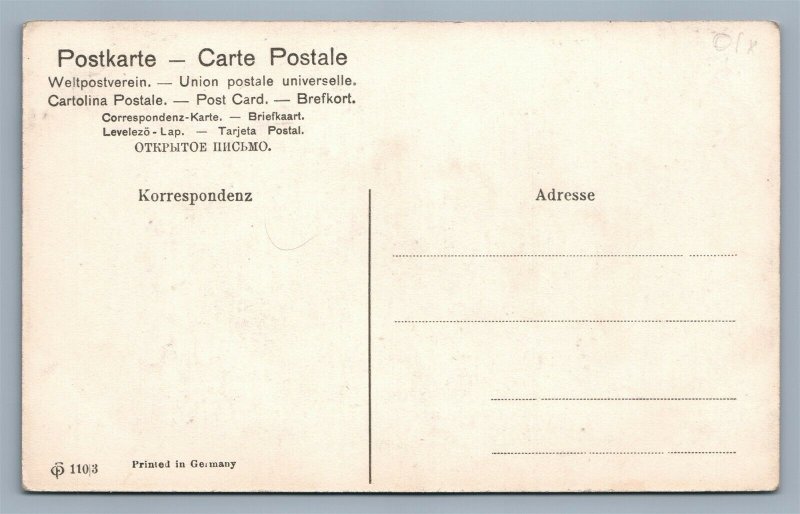 CHRISTMAS TREE DECORATING ANTIQUE POSTCARD NEW YEAR