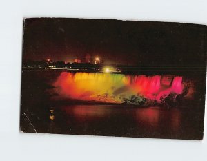 Postcard Illuminated View American Falls, Niagara Falls, New York