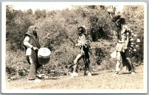 AMERICAN INDIANS DANCE ANTIQUE REAL PHOTO POSTCARD RPPC
