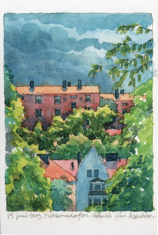 Stockholm Sweden Stunning Artist Sketch Painting Postcard