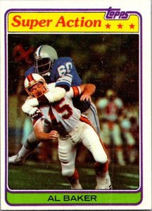 1981 Topps Football Card Al Baker Detroit Lions sk10326