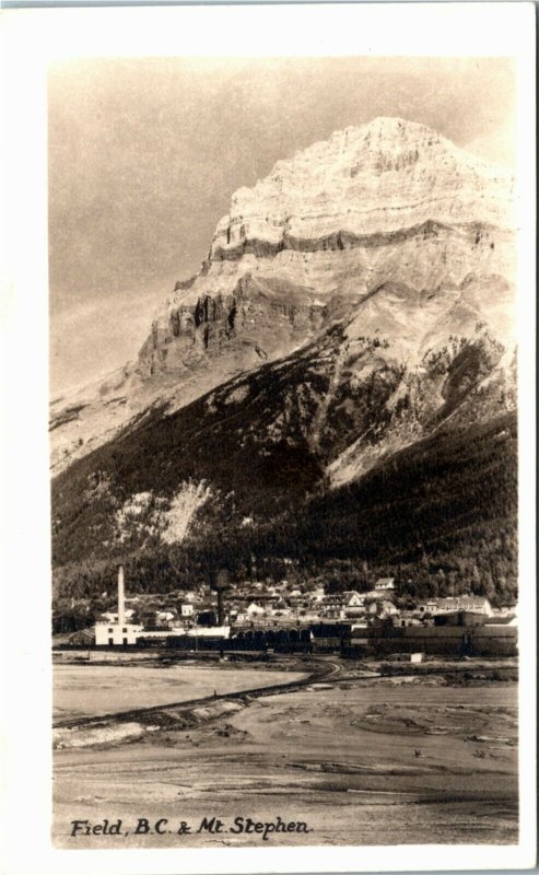 RPPC Real Photo Postcard Canada BC Field Mt. Stephen 1940s K7