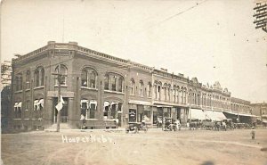 Hooper NE Post Office Bank and Other Storefronts Horse & Wagons RPPC