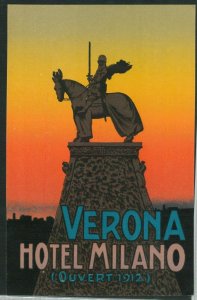 Lib1000 - Vintage Postcard - Illustrated ADVERTISING - HOTEL MILANO - Verona-