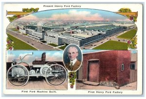 c1920 Present Henry Ford Factory First Machine Built Highland Michigan Postcard