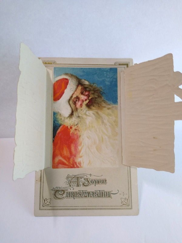 Santa Claus Mechanical Foldout Christmas Postcard Germany John Winsch Back