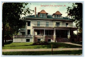 1910 Springfield Club Exterior Building Springfield Missouri MO Vintage Postcard