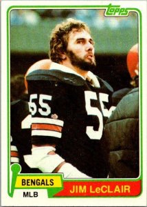 1981 Topps Football Card Jim LeClair Cincinnati Bengals s60048