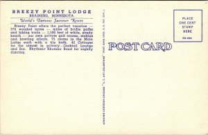 Linen Postcard Breezy Point Lodge in Brainerd, Minnesota~4115